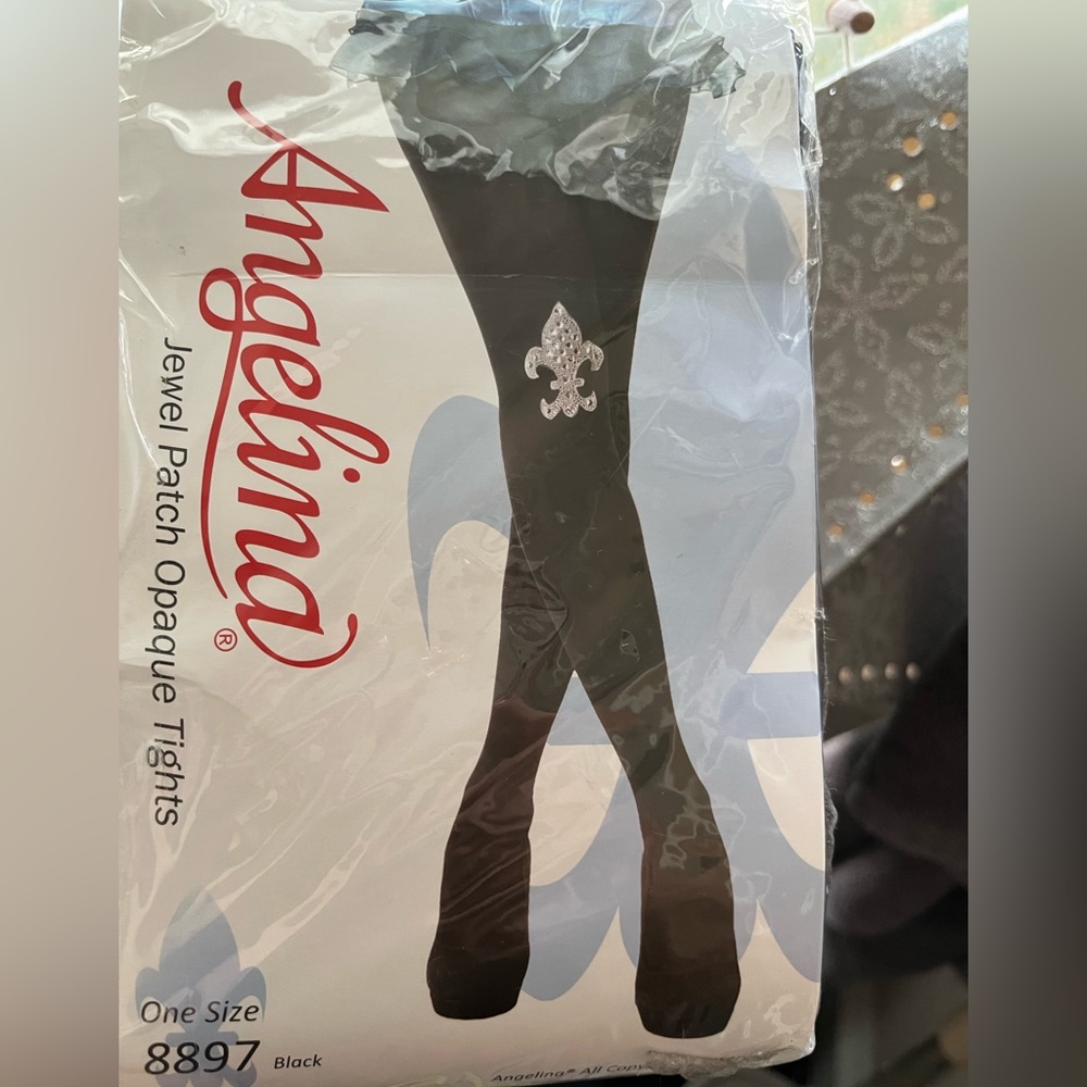 NWT Jewel Patch Fleur-de-Lys Opaque Tights